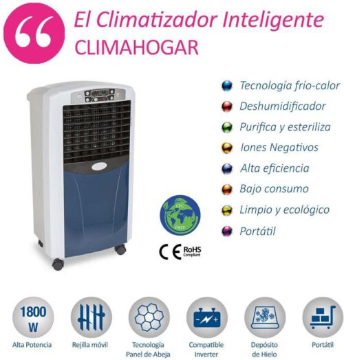 Climatizador Portátil Inteligente de Aire Frío y Calor, Ionizador Ecológico Inverter